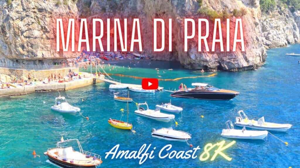 Miniatura video: 8k Marina di Praia Beach Amalfi Coast Spiagge Positano