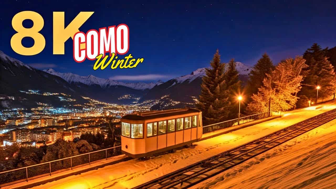 Avventura in funicolare Como Brunate in inverno di sera