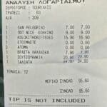 Scontrino che mostra il costo esorbitante di €7.00 per una bottiglia d'acqua in spiaggia; prova della necessità di essere coscienti di tale spesa.