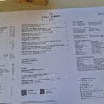 Menù del 2022 del bar/ristorante sull'Isola di Brissago, usato come esempio per i costi elevati della ristorazione in Svizzera.