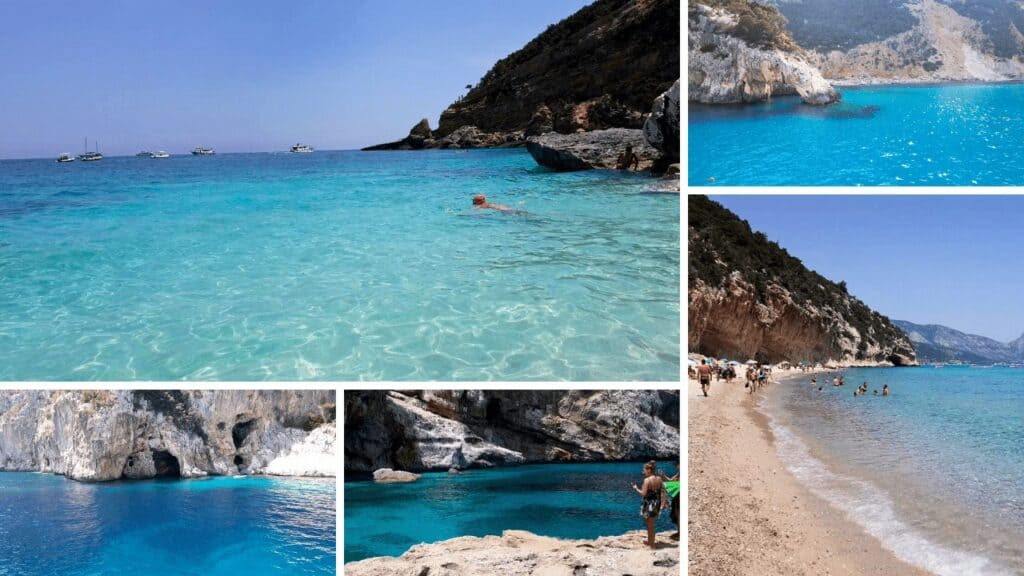 a collage of a beach (Gulf of Orosei Beaches) and a body of water