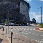Arona Rocca Borromeo full parking lot, illustrating parking difficulty in Arona, Italy.