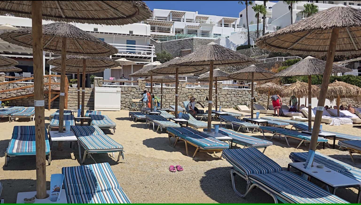 cavo psarou mykonos sunbeds view