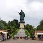 The massive Colossus of San Carlo Borromeo statue in Arona, Lake Maggiore, next to the entrance and ticket office.