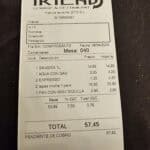 Friends Restaurant Los Cristianos example bill/price for tapas and drinks in Tenerife South.