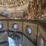 Close-up view of the Last Judgment frescoes inside Brunelleschi's Dome in Florence. Image shows the unique perspective available during the climb.