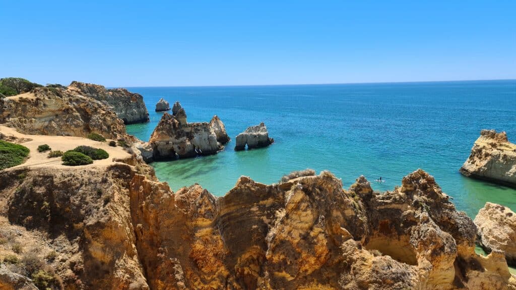 TOP Best places to visit in Portugal 6 Algarve Portugal best beaches in Portugal Praia da Marinha scaled
