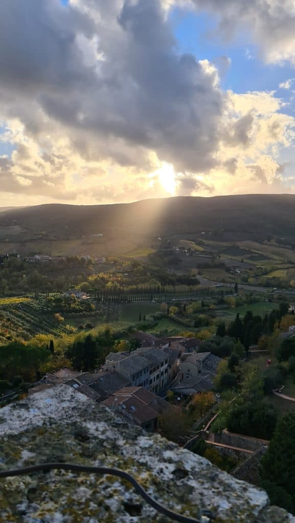 Tuscan village San Gimignano Italy torre grossa tower and tuscany view tripilare 13