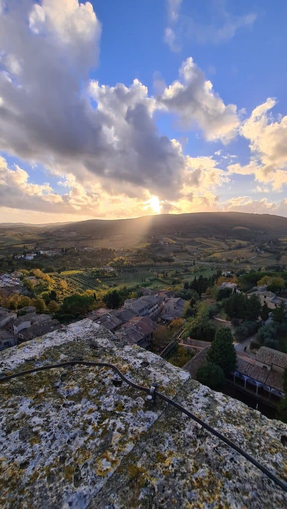 Tuscan village San Gimignano Italy torre grossa tower and tuscany view tripilare 14