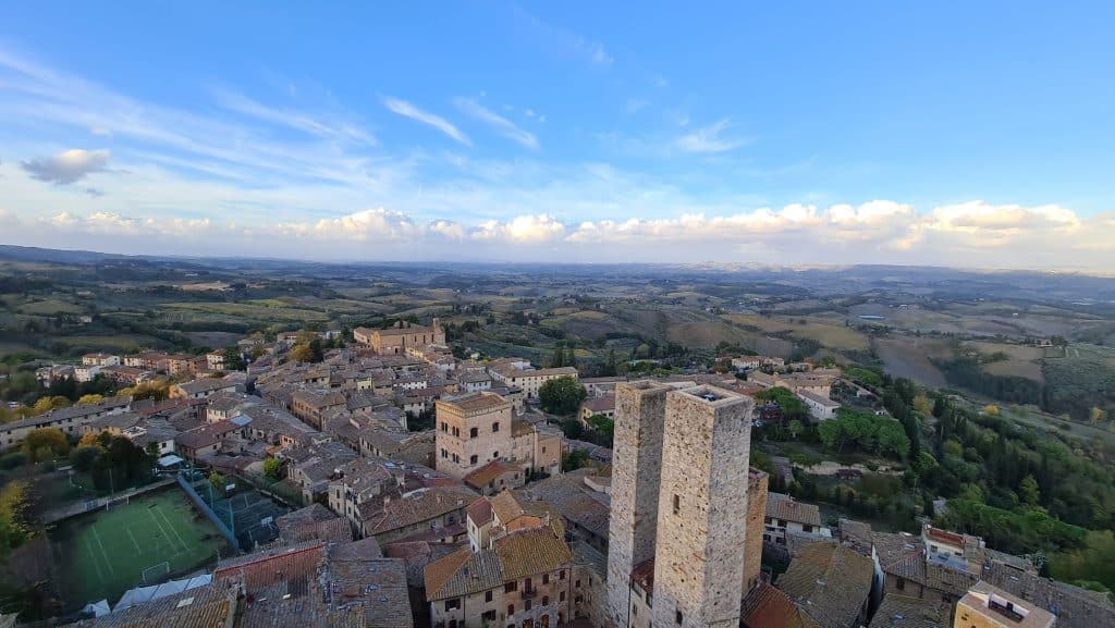 Tuscan village San Gimignano Italy torre grossa tower and tuscany view tripilare 19