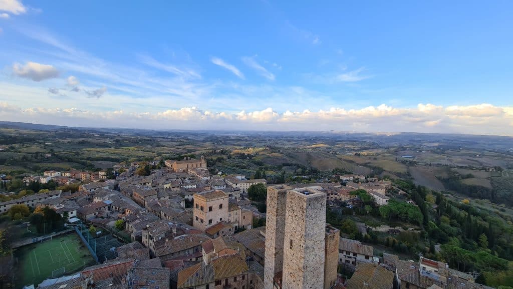 Tuscan village San Gimignano Italy torre grossa tower and tuscany view tripilare 23