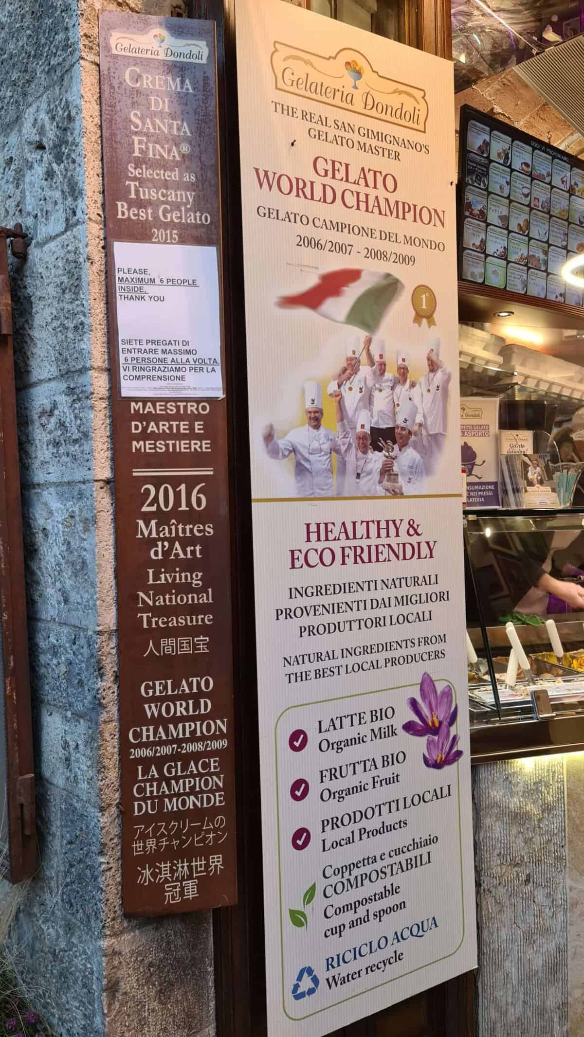 Tuscany san gimignano italy gelato tripilare 2