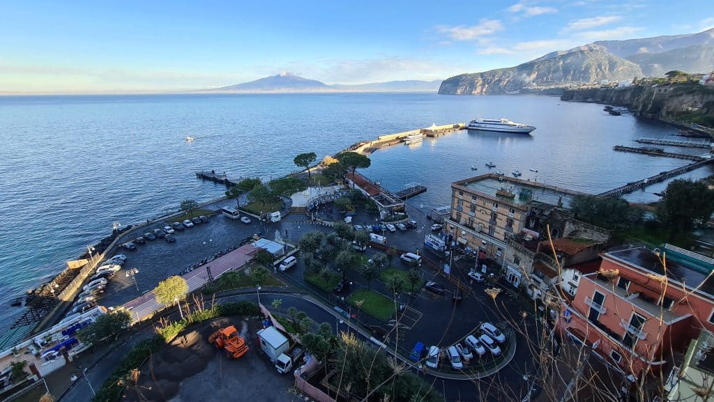 Amalfi Coast in winter Sorrento tourist port boat ticket office