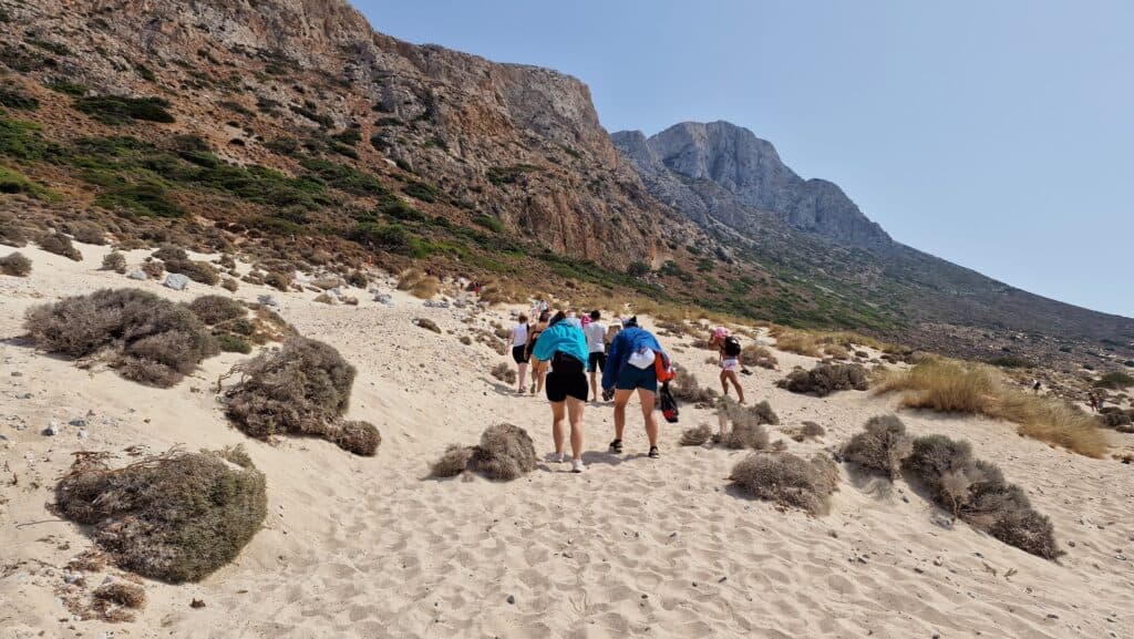 return from Balos beach along the path and the flight of steps that takes you to the parking lot