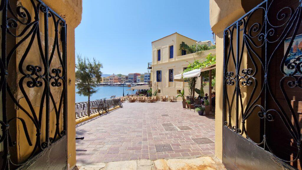 Crete Chania What to do view from inside the gate of the Maritime Museum of Crete