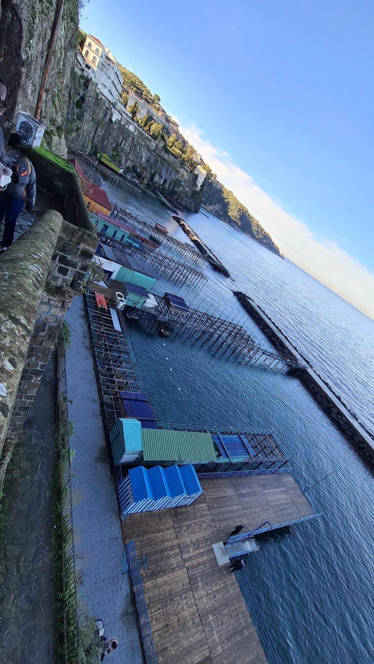 Sorrento in Winter downhill street and stairs form Villa Comunale to Sorrento beach 5