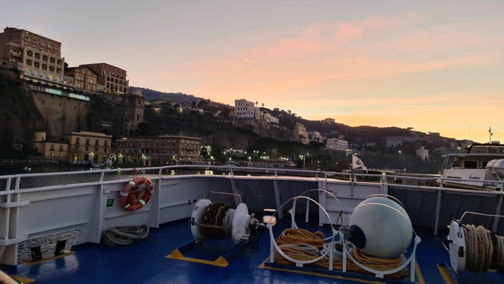 Sorrento in winter from the boat at the sunset Sorrento Coast and Grand Hotel Excelsior Vittoria 2