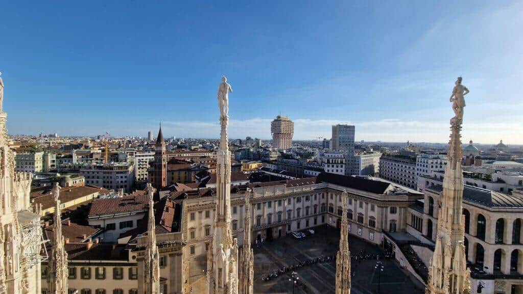 Things to do in Milan Terraces of the Cathedral on the Duomo rooftops Duomo Square and Milan Skyline 3