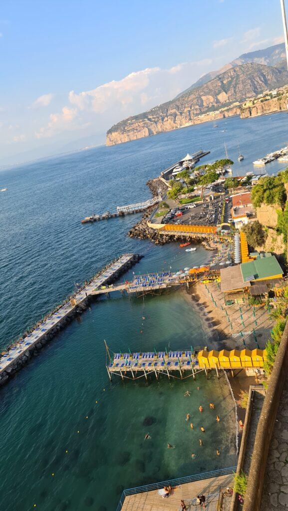 bathing facilities Sorrento seen from above from the Villa Comunale at the sunset time 10