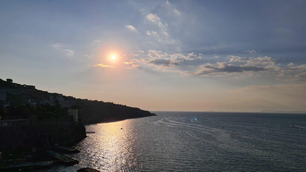 bathing facilities Sorrento seen from above from the Villa Comunale at the sunset time 4