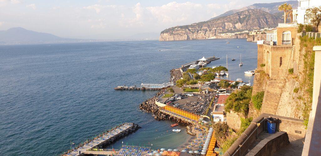 bathing facilities Sorrento seen from above from the Villa Comunale at the sunset time 5