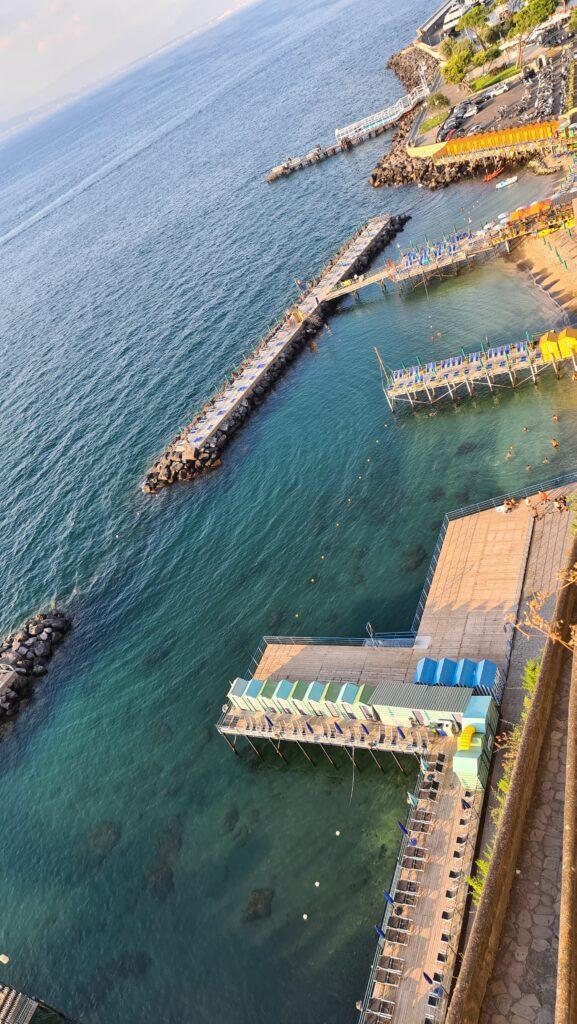 bathing facilities Sorrento seen from above from the Villa Comunale at the sunset time 6