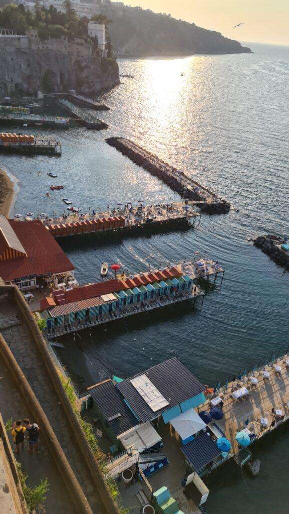 bathing facilities Sorrento seen from above from the Villa Comunale at the sunset time 8