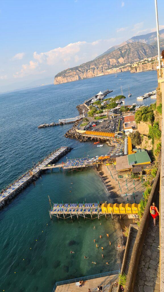 bathing facilities Sorrento seen from above from the Villa Comunale at the sunset time 9